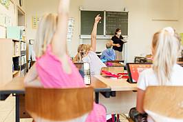 Schülerinnen und Schüler melden sich im Unterricht