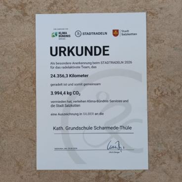 Silberurkunde beim Stadtradeln